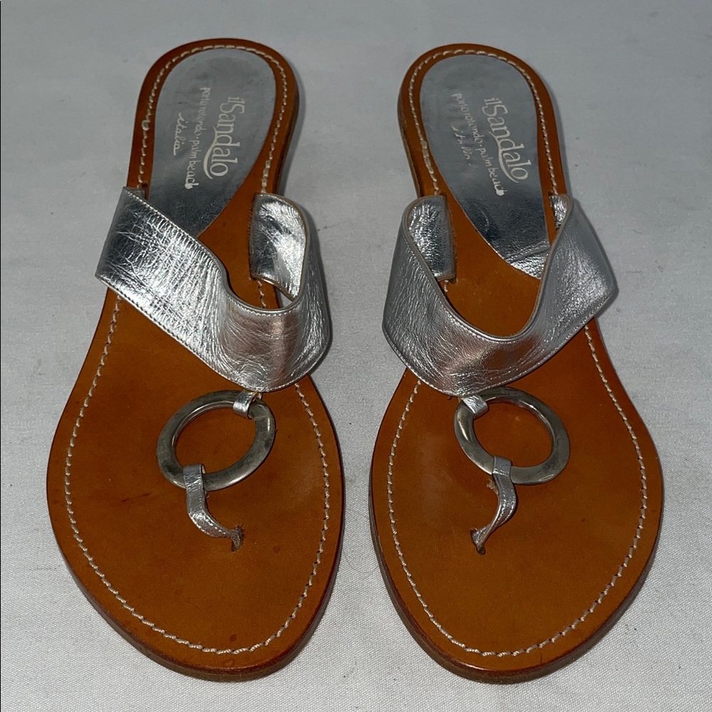 IL SANDALO SILVER LEATHER THONG WITH A CIRCLE DETAIL FTL-10-269